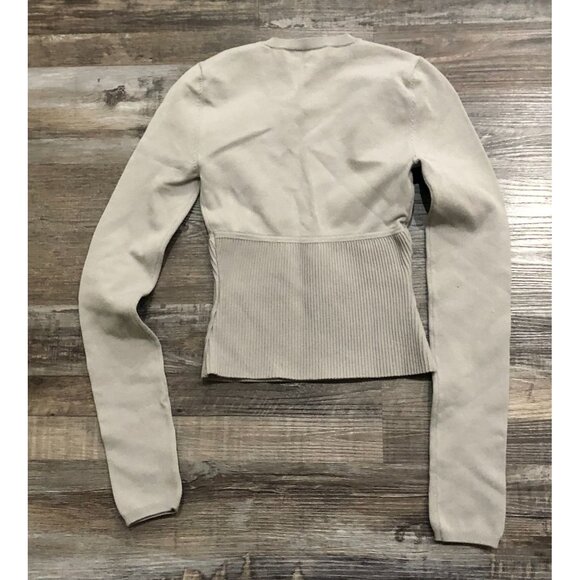 Babaton Aritzia Sculpt Knit Empire Long Sleeve Rib-knit Corset Top 2XS Gray - Picture 1 of 3